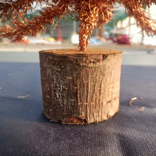 2 Mini Alberi di Natale Oro Base Legno