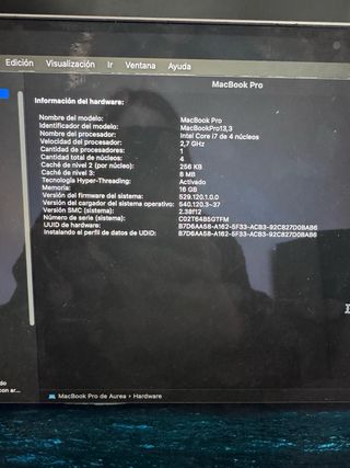 MacBook Pro 15’ i7 4 núcleos 16 gb