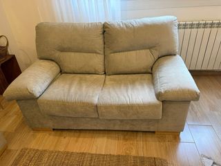 Conjunto de 2 sofás de tela beige