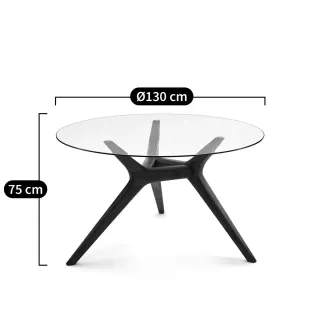 Mesa redonda cristal y roble 130cm