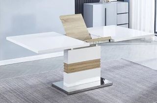 Mesa Comedor Extensible Blanca y Madera