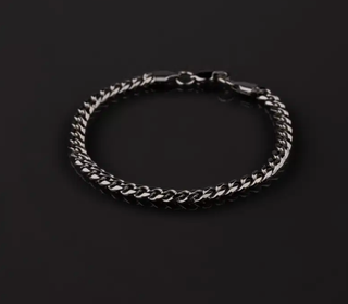 Pulsera eslabones trenzada fina hombre plata