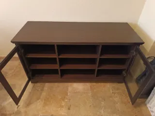 Mueble TV Ikea Markor Madera y Cristal