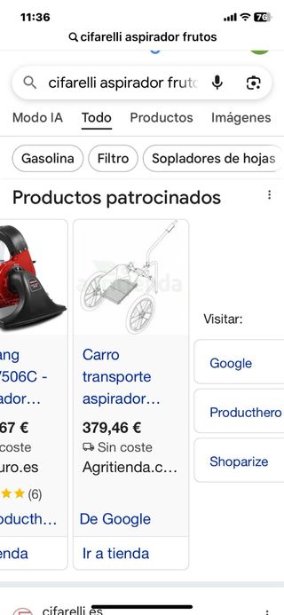 Aspirador Cifarelli aceitunas/frutos secos