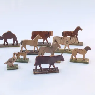 Lote animales juguete madera antiguos