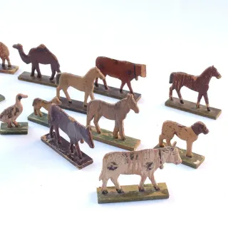 Lote animales juguete madera antiguos