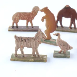 Lote animales juguete madera antiguos