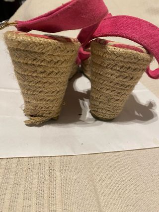 Cuñas de esparto rosas y beige talla 38