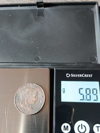 Moneda 1868 antigua Isabel II 2,5 céntimos de Real