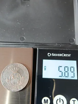 Moneda 1868 antigua Isabel II 2,5 céntimos de Real