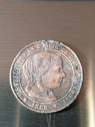 Moneda 1868 antigua Isabel II 2,5 céntimos de Real