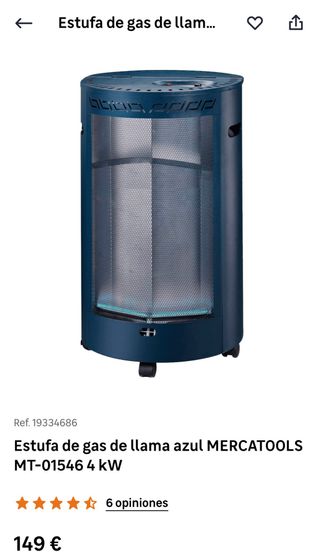 Estufa de gas de llama azul