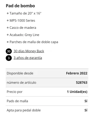 Bombo 20" Batería Electrónica Millenium