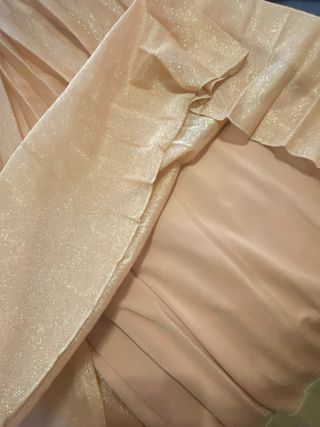 Vestido Mango naranja plisado lurex