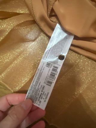 Vestido Mango naranja plisado lurex