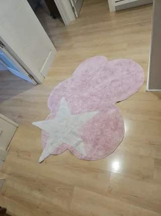 Alfombra nube estrella rosa para bebé