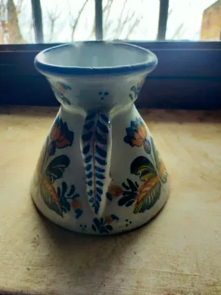 Jarra cerámica antigua decorada Talavera