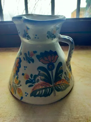 Jarra cerámica antigua decorada Talavera