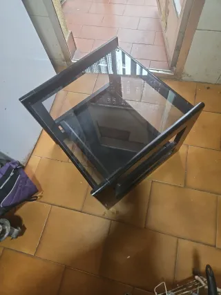 Mesa baja madera cristal bandeja