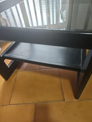 Mesa baja madera cristal bandeja