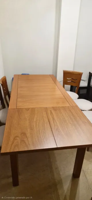 Mesa extensible y 6 sillas madera
