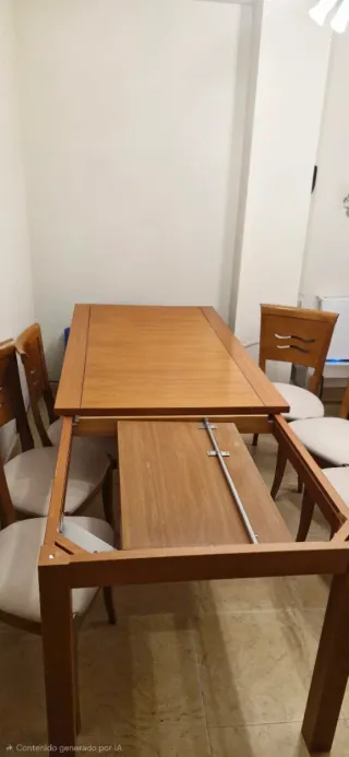 Mesa extensible y 6 sillas madera