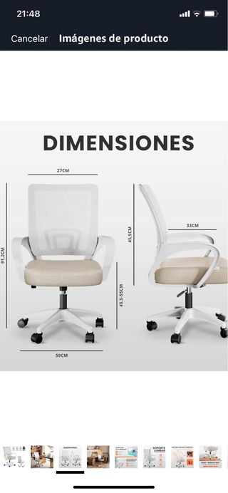 Silla de estudio beige y blanca