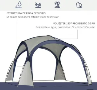 Cenador carpa desmontable azul y blanco