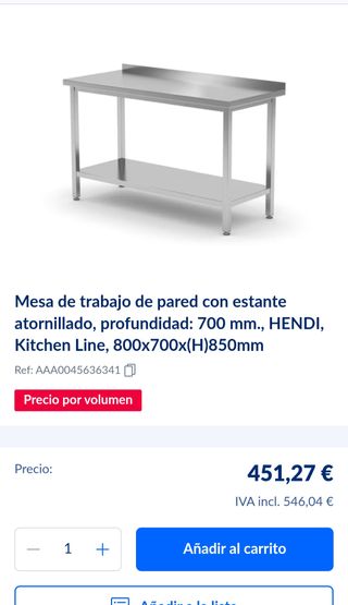 Mesa profesional Hendi hostelería 80x70x85cm