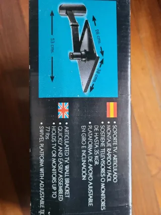 Soporte TV pared, brazo articulado negro Alba