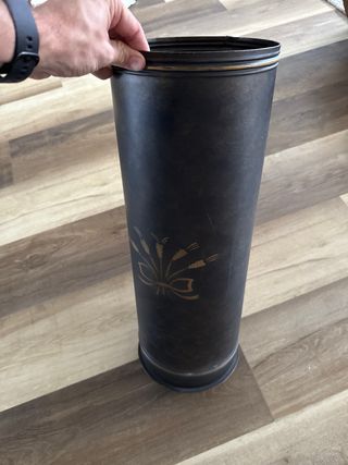 Paragüero metálico dorado y marrón