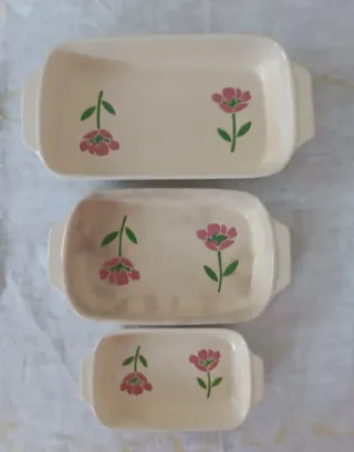 Juego 3 bandejas florales cerámica