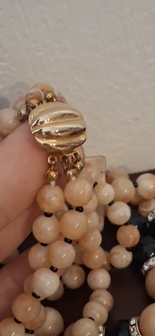 Collana vintage perle beige e nere
