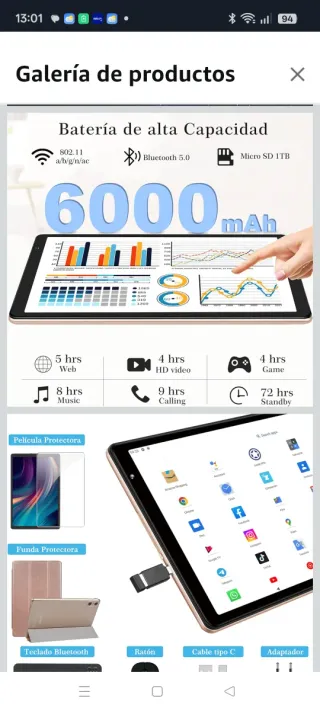 Tablet Android con Teclado y Ratón