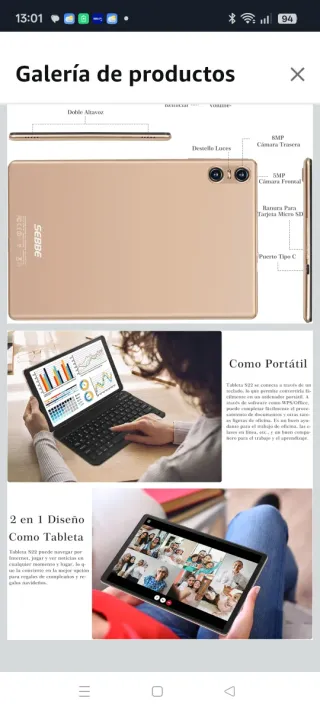 Tablet Android con Teclado y Ratón
