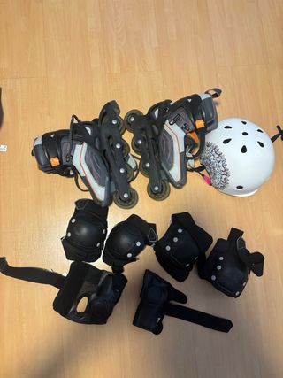 Patines en línea y equipo de protección completo