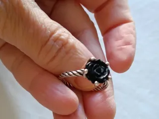 Anillo Pandora Flor Negra Plata