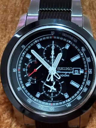 Reloj Seiko Chronograph 100M Negro/Plata