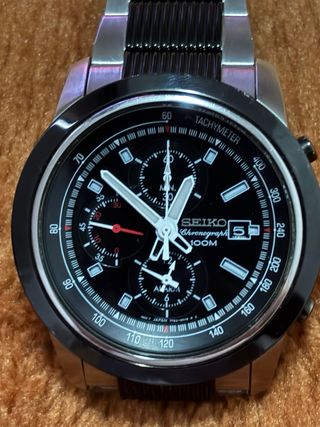 Reloj Seiko Chronograph 100M Negro/Plata