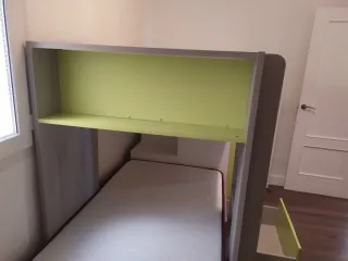 Cama litera tren Conforama con armario y cajones