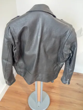 Cazadora motorista cuero negro talla L