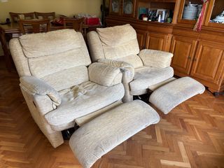 2 Sillones Reclinables Tela Beige/amarillo