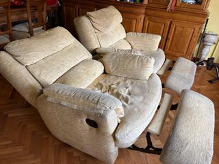 2 Sillones Reclinables Tela Beige/amarillo
