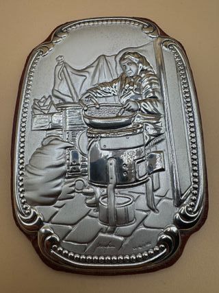 Set 4 Quadri Argento 850 Sbalzato Antichi Mestieri