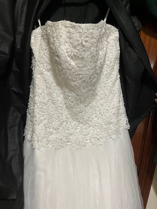 Vestido de Novia Blanco Encaje Tul