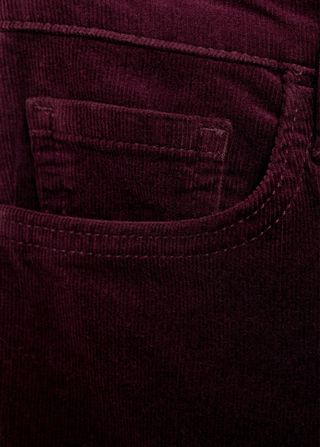 Pantalones Mango Flare Pana Morado vino Talla 38
