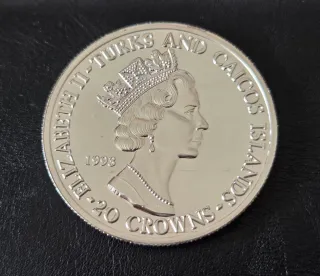 Onza 999 Islas Turks & Caicos 20 Coronas 1993