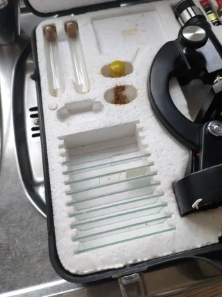 Microscopio con accesorios