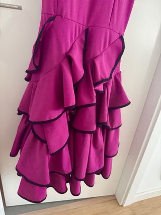 Vestido Flamenca Morado con Volantes