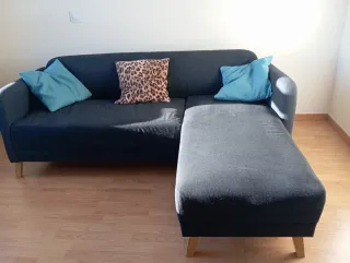 Sofá chaise longue 3 plazas negro